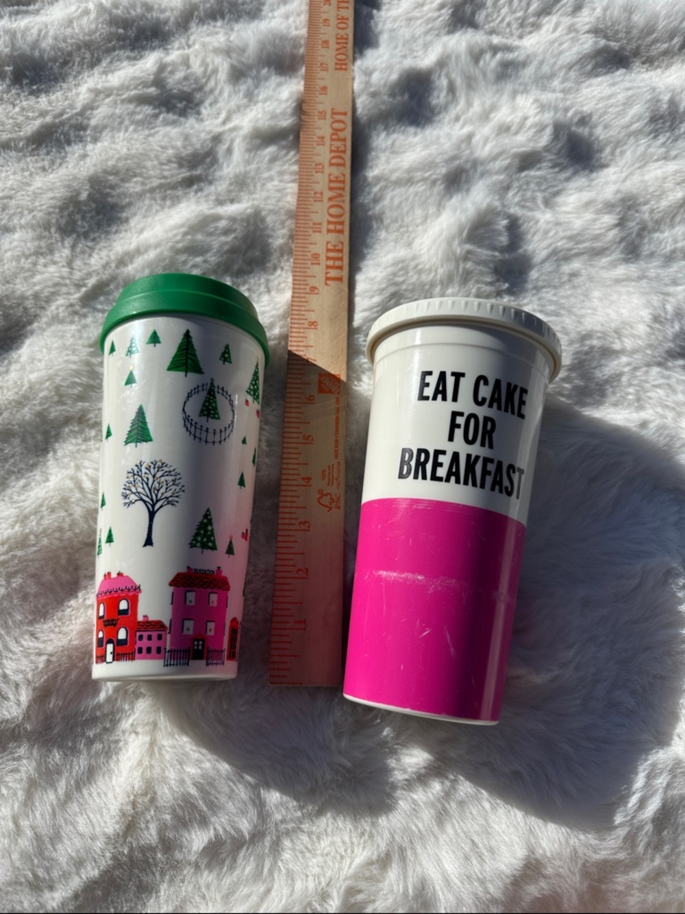 Pair of Kate spade cups. Eat cake for breakfast. Christmas coffee travel mug. - Picture 3 of 6